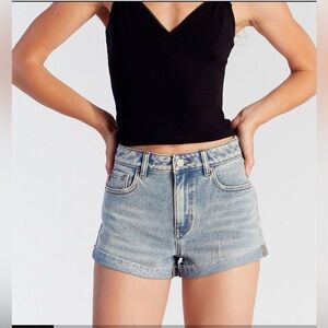 Pacsun Light Indigo Raw Cut Denim Mom Shorts